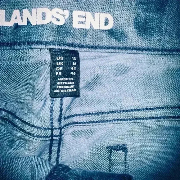 Lands End size 14 tie dye denim jeans . Straight leg high rise. EUC. - Picture 4 of 12